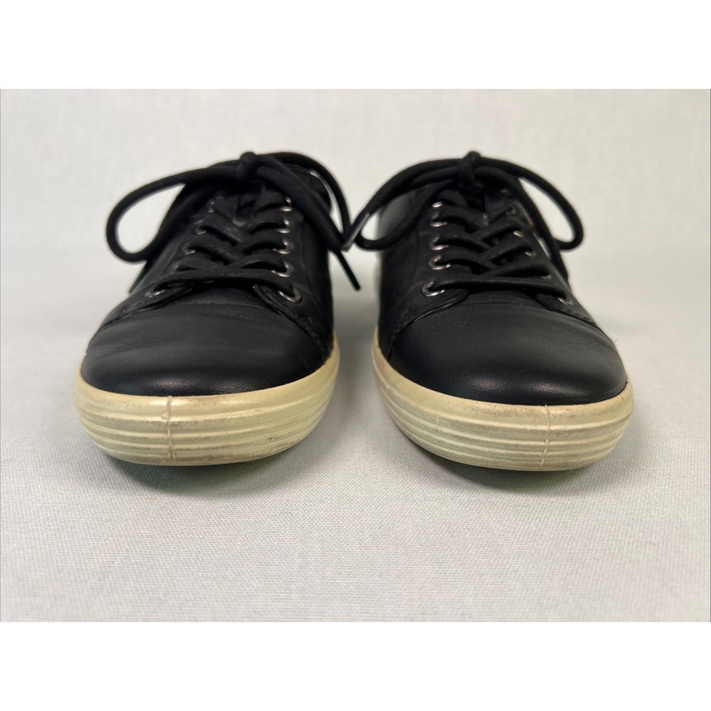 Ecco Womens Shoes 8 Black Leather Soft 7 Sneakers Lace Up Low Top 43000301001 - Picture 4 of 8